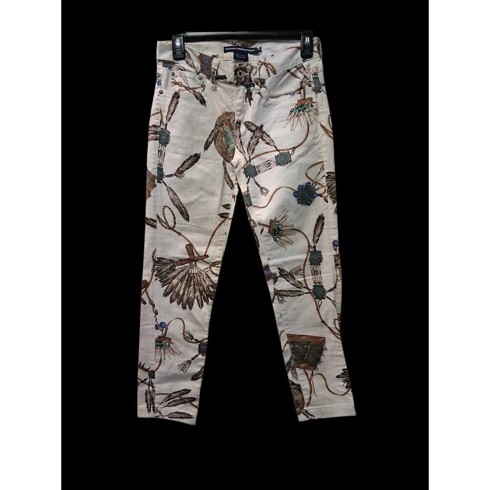 Ralph Lauren Sport Southwestern Native American Feather Print Women's Slim sz 26